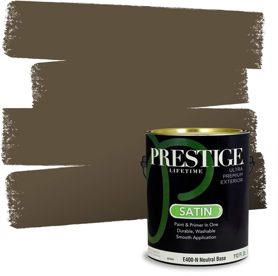 PRESTIGE Paints Exterior Paint and Primer In One, 1-Gallon, Satin, Comparable Match of Sherwin Williams* Ripe Olive*