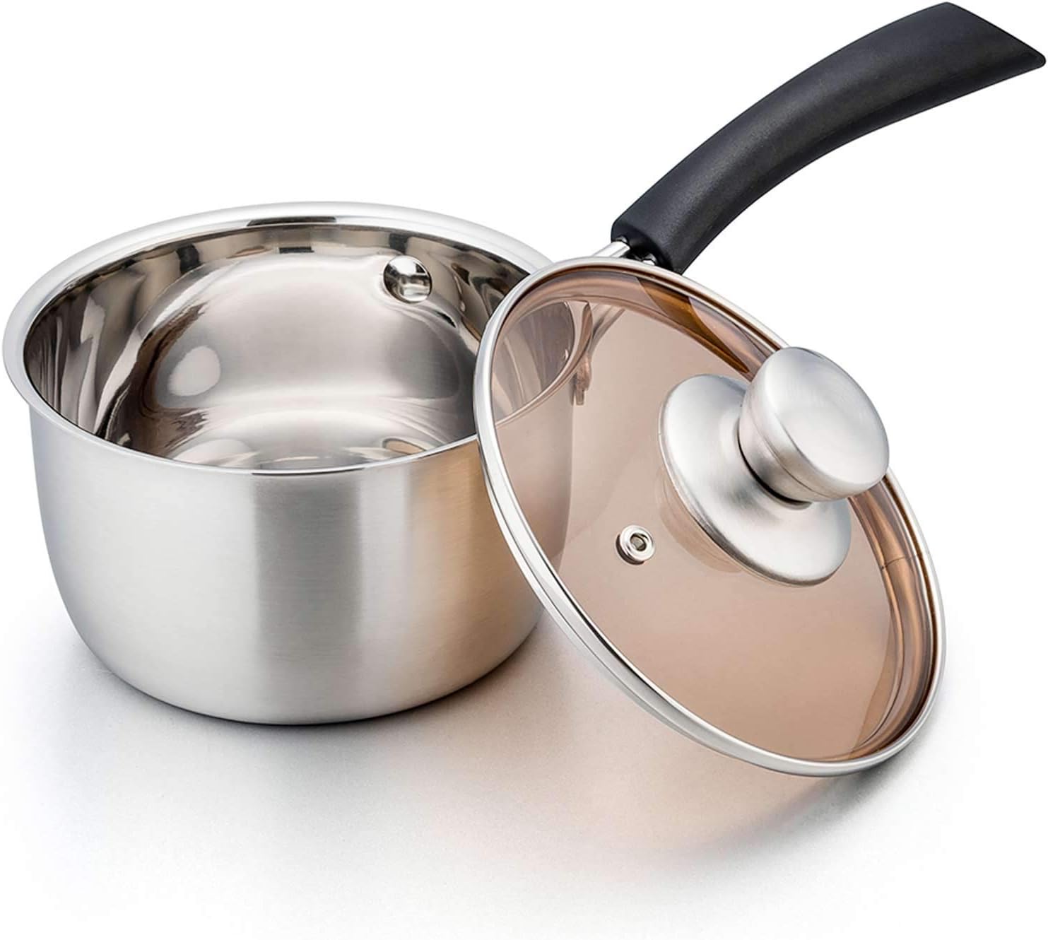 TeamFar 1 Quart Saucepan, Stainless Steel Saucepan with Lid | Small Sauce Pot Milk Pan Cookware for Home Cooking, Non Toxic & Healthy, Easy Clean & Dishwasher Safe