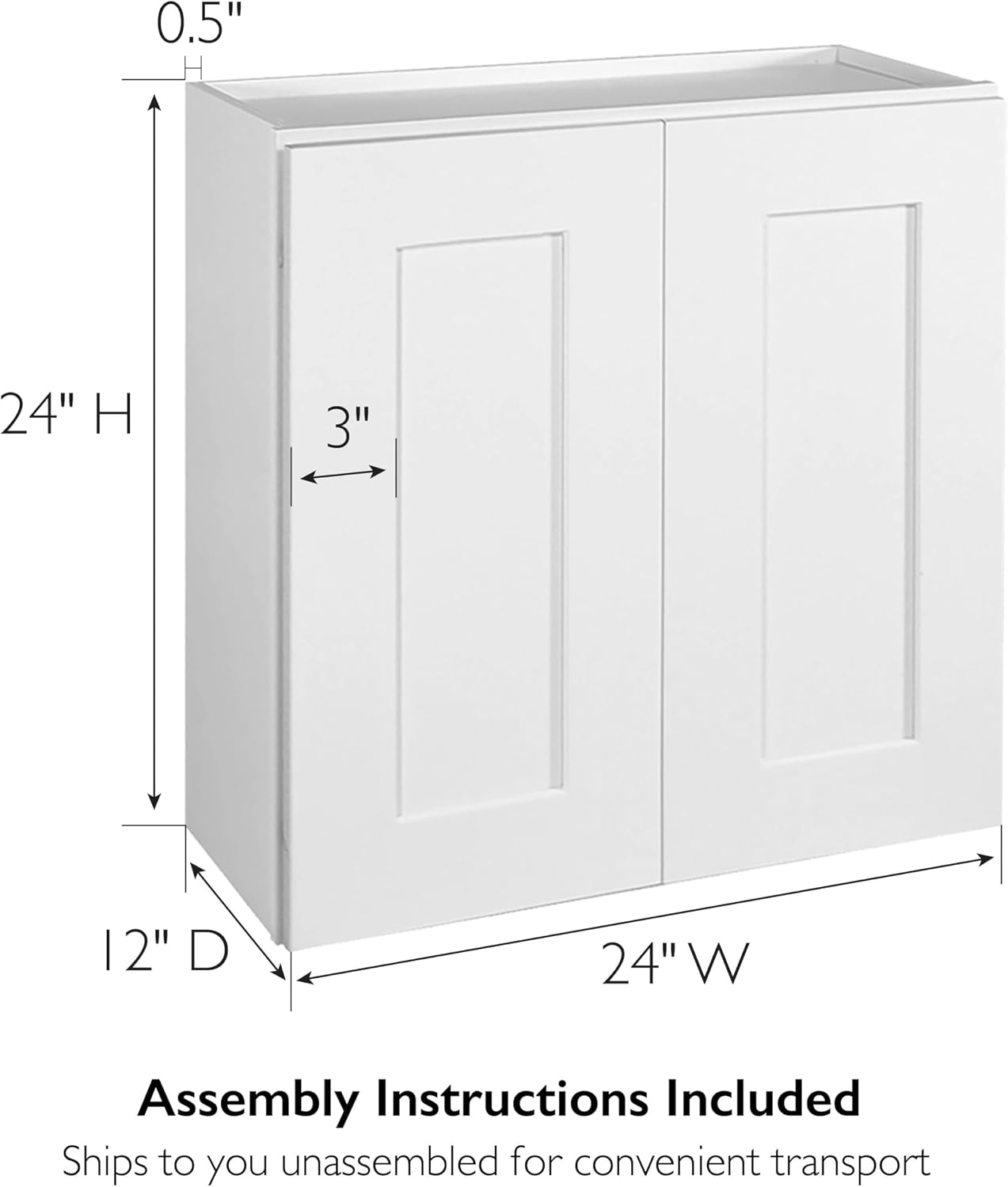 Design House Brookings Kitchen Wall Cabinet, 24", White | Adjustable Shelves, Adjustable Hinges, Wall Mount, Contemporary/Modern, Wood, Kitchen, 561571