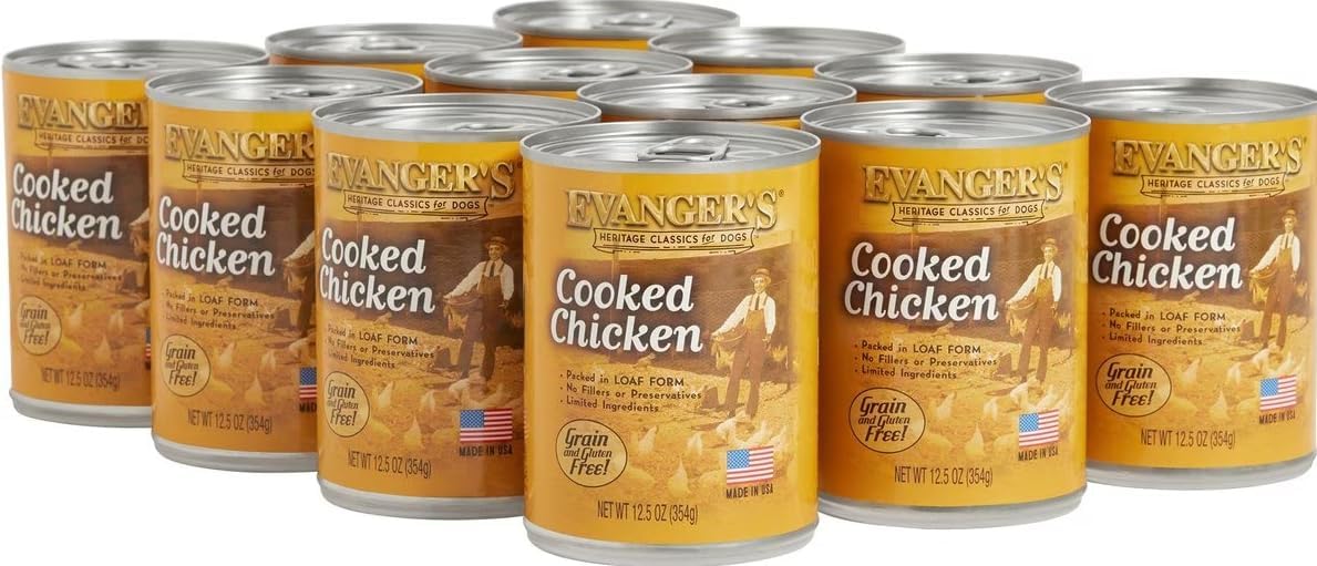 Evanger's Heritage Classic Puppy Food – 12 Count, 12.5 oz Each – Tasty Meat-Based Formula for Puppies & Underweight Dogs – Added Vitamins & Chelated Trace Minerals – Grain & Gluten Free