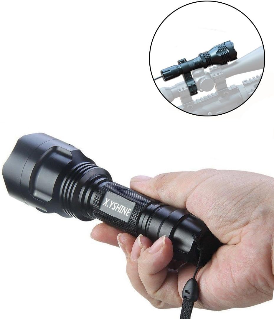 CREE Red Hunting Light Tactical Flashlight, 250 Yards | Hunting Light for Coyote Hog Varmint Predator, Night Beam Rifle Hunting, Pressure Switch