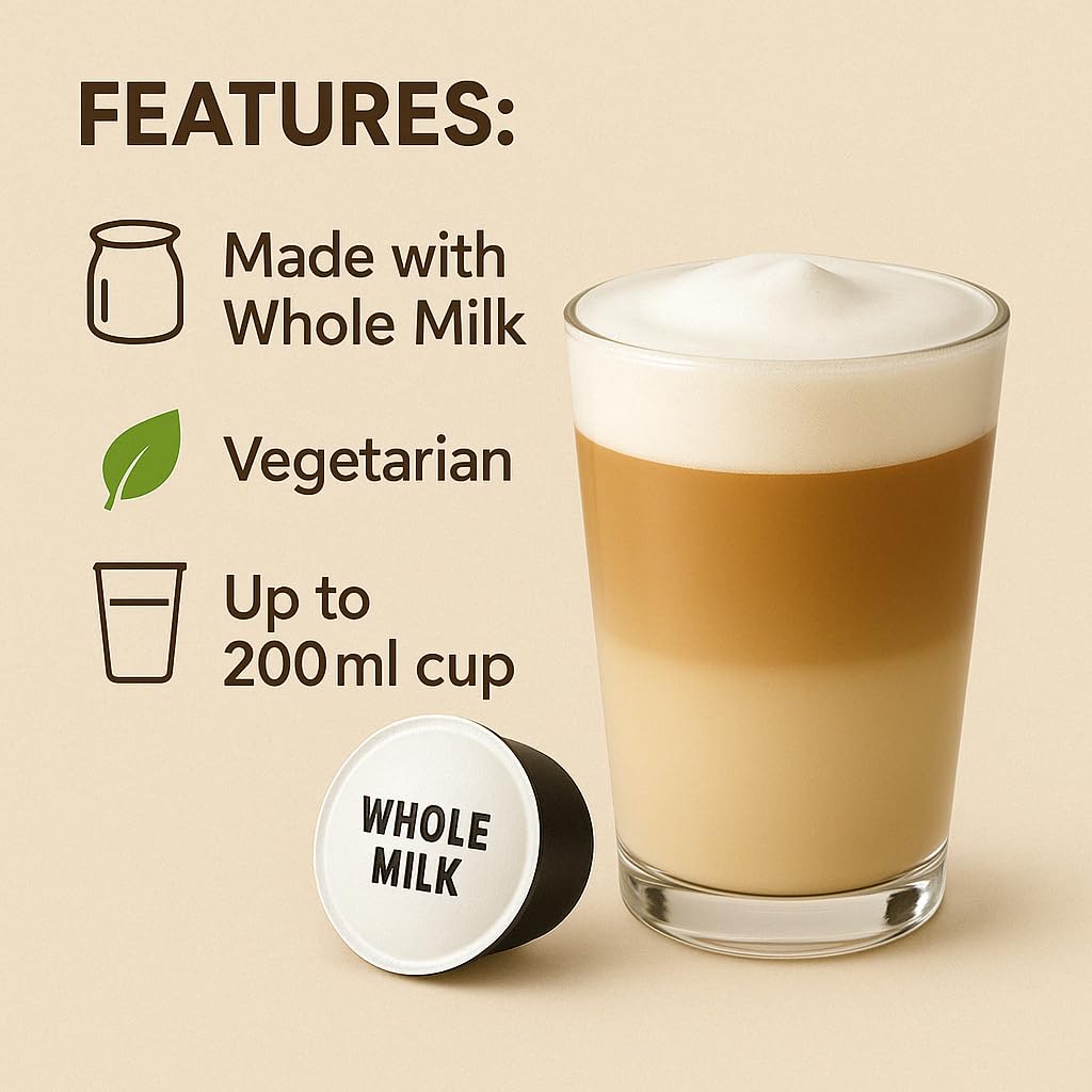 50 Milk Pods Compatible With Dolce Gusto Machines For Cappuccino & Latte Macchiato