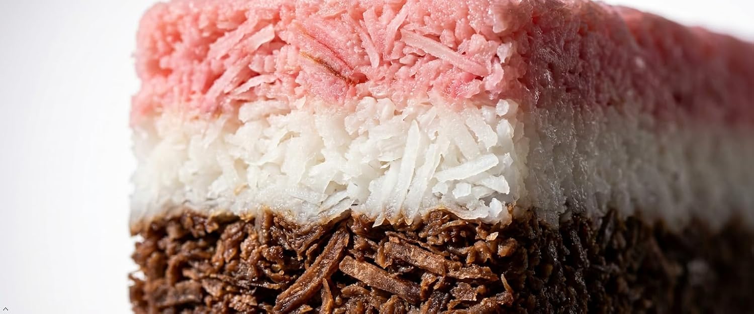 Neapolitan Coconut Slice Candy Bars (Vanilla, Chocolate & Strawberry-striped moist coconut 1.65 Ounce Bars)