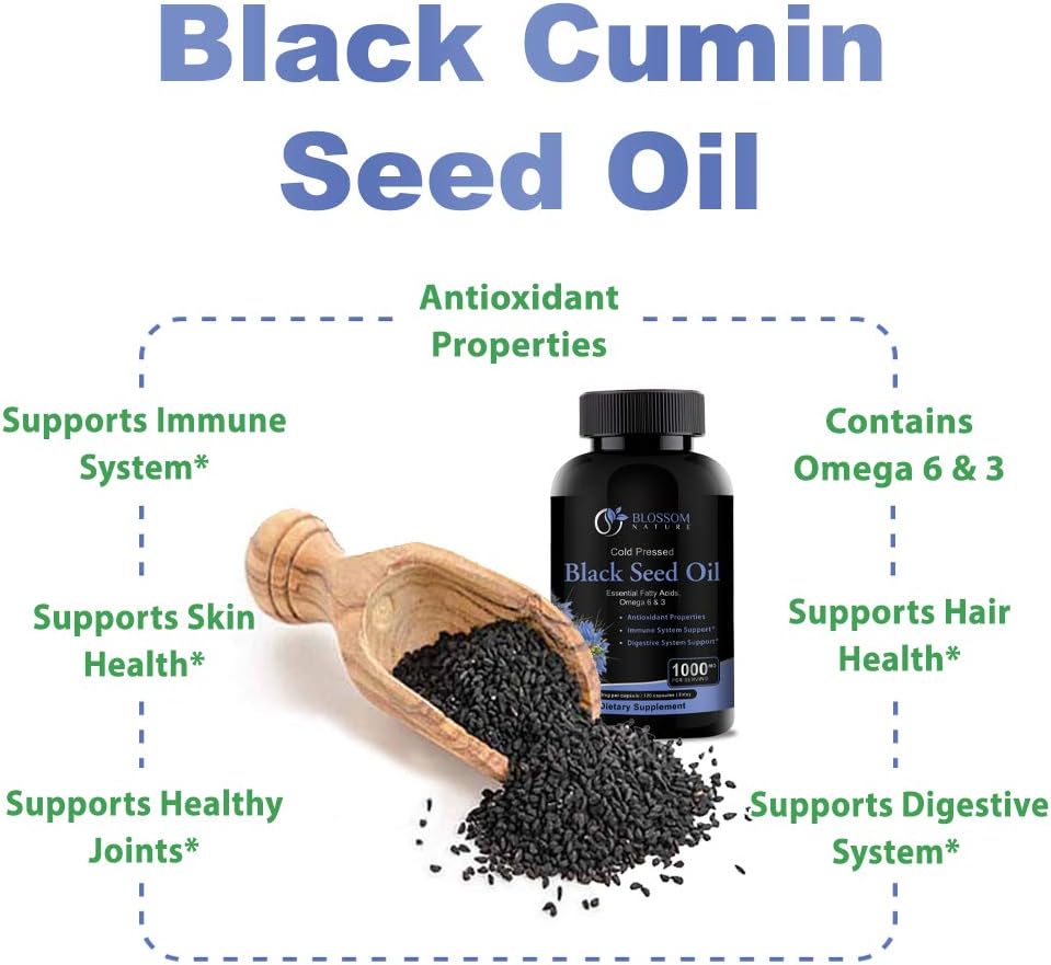 Black Seed Oil Capsules 1000mg - Premium Black Cumin Seed Oil Capsules - Black Seed Oil Liquid Pills - Virgin Cold Pressed Nigella Sativa Oil Pills