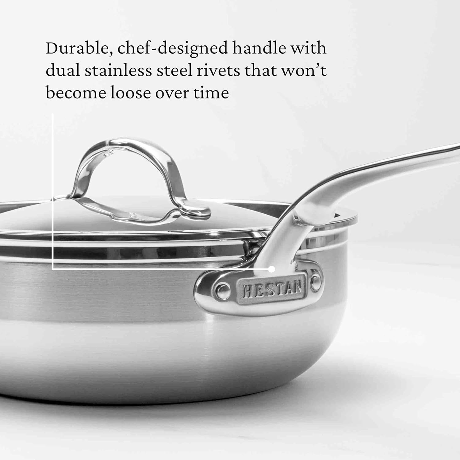 Hestan ProBond Forged - Professional Clad Stainless Steel All-In-One Pan, 5 Quart, with Helper Handle, Induction Compatible
