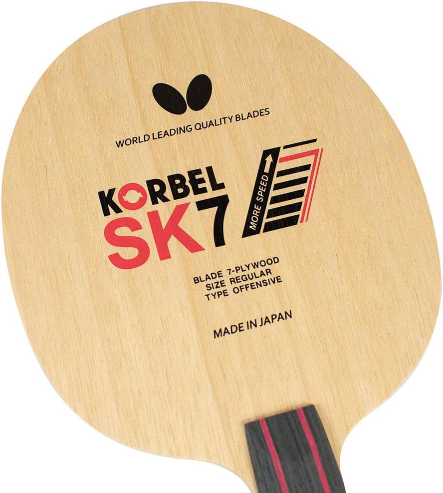Butterfly Korbel SK7 Table Tennis Blade - 7-ply All-Wood Blade - Professional Butterfly Table Tennis Blade - Available in AN, FL, and ST Shakehand Handle Styles - Made in Japan