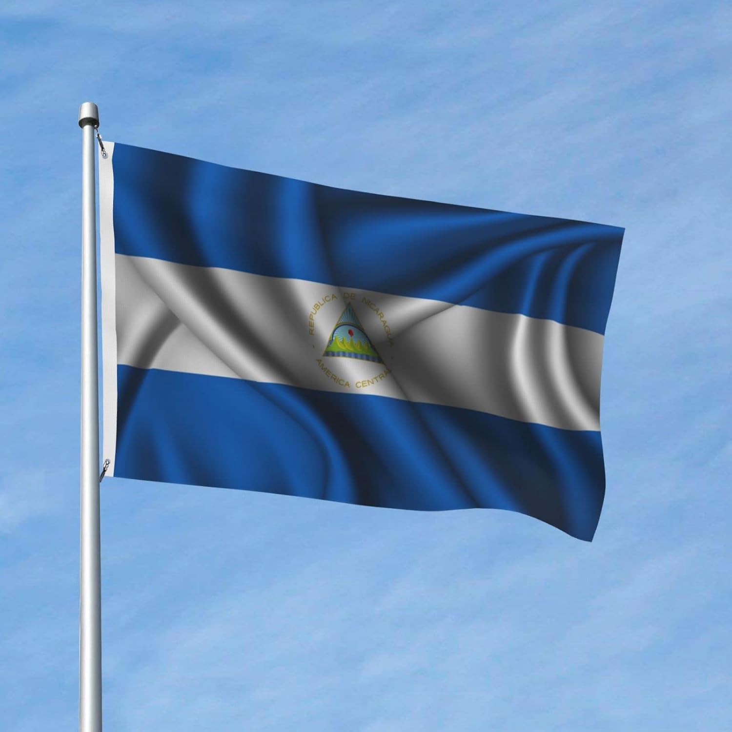 Double Sided Silk Style Flag Of Nicaragua Flag 3x5 FT Outdoor Flags Banners Durable Patio Indoor Decorative Flags Home Party Welcome Flag 3by5 Flag