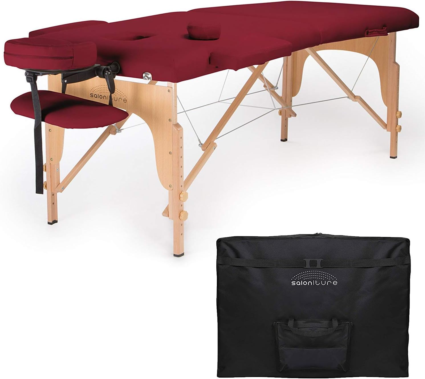 Saloniture Professional Portable Folding Massage Table with Carrying Case - Black