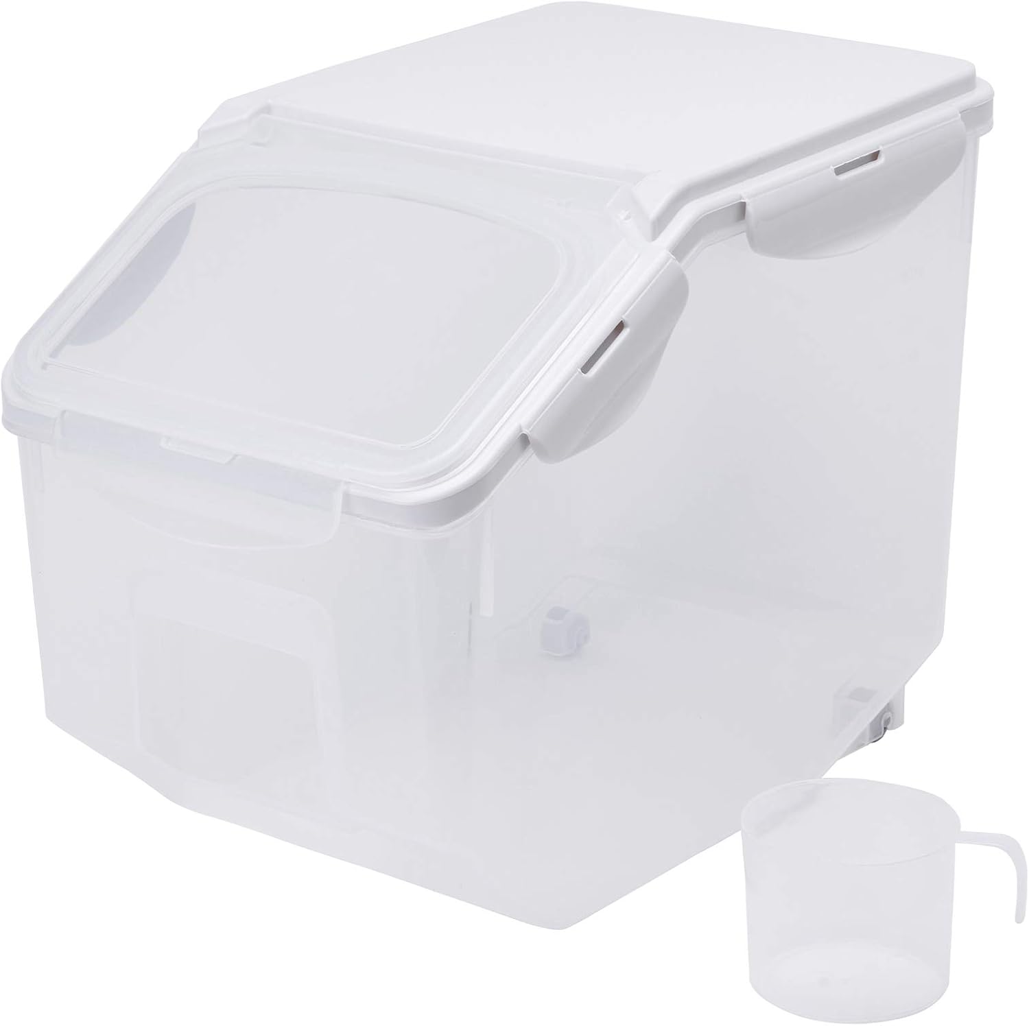 HANAMYA 10 Liter / 20 lbs Rice Storage Container with Measuring Cup, BPA free, For Rice | Grain | Pet Food | Flour, 2 counts, Clear