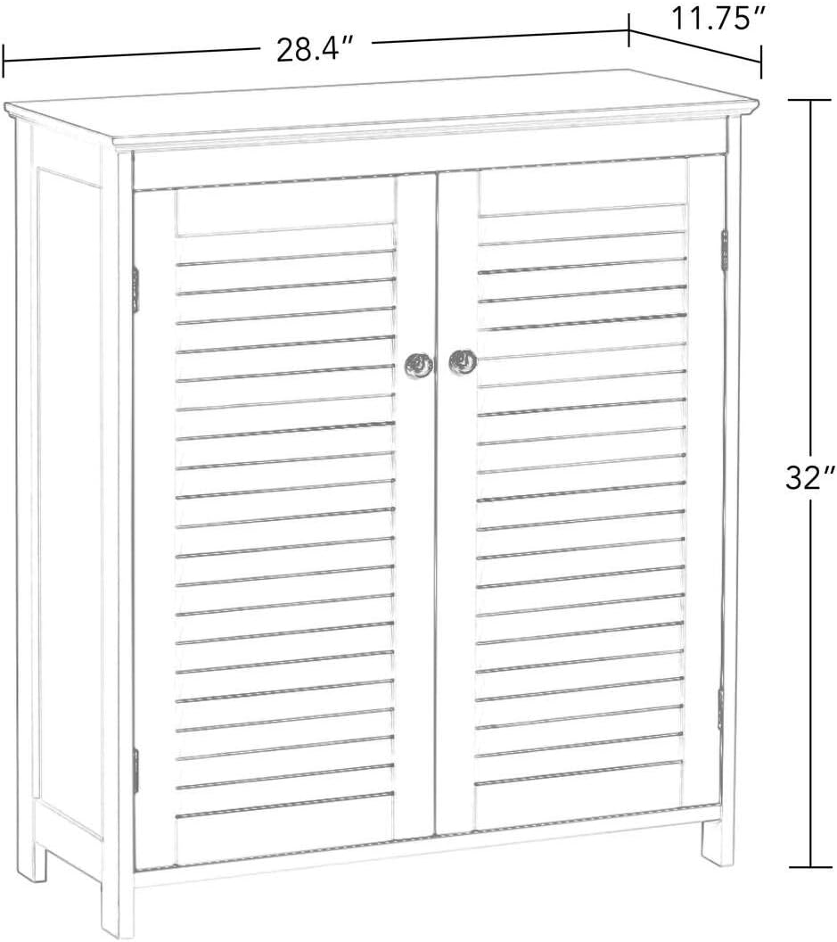RiverRidge Ellsworth 2-Door Bathroom Storage Floor Cabinet, White | Laundry Room Linen Cabinet, Bath Medicine Floor Cabinet, Adjustable Interior Shelf