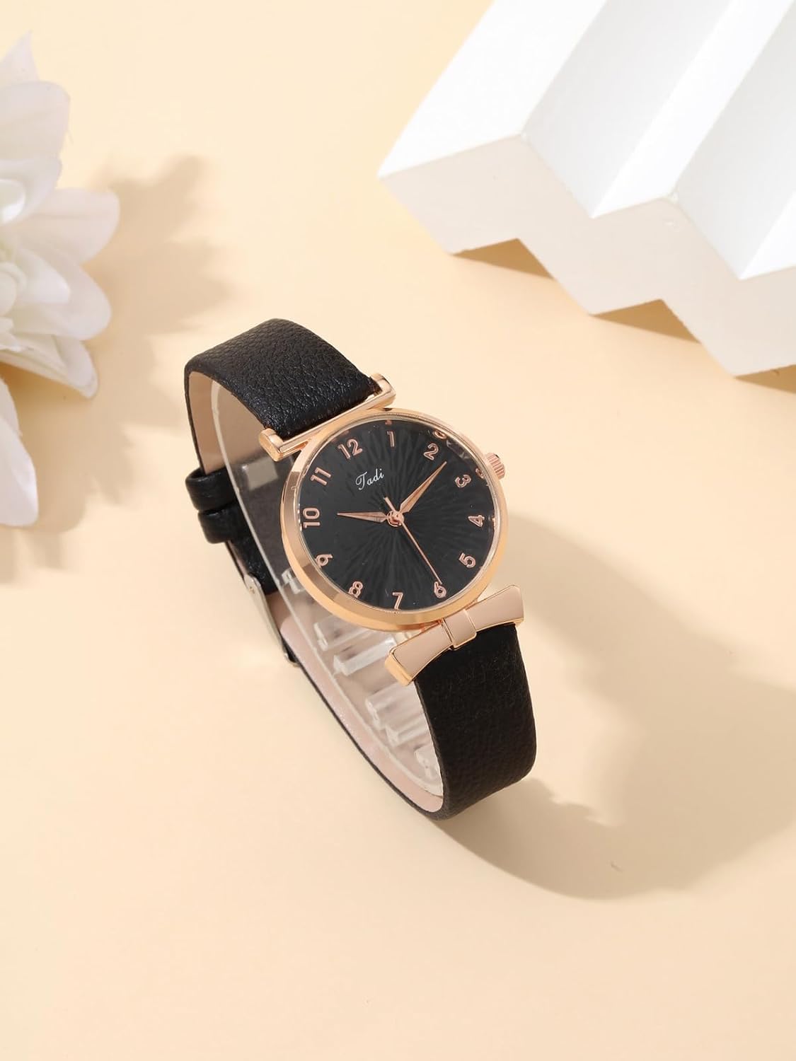Top Plaza Ladies Classic Leather Analog Quartz Watch | Women Easy Read Arabic Numerals Watches Casual Dress Wrist Watch,Rose Gold Case