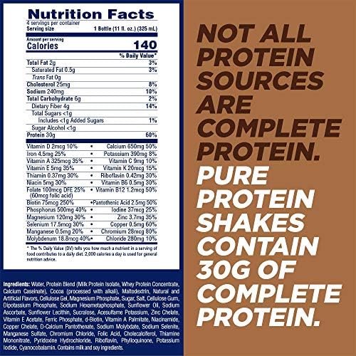 Pure Protein Chocolate Protein Shake | 30g Complete Protein | Ready to Drink and Keto-Friendly | Vitamins A, C, D