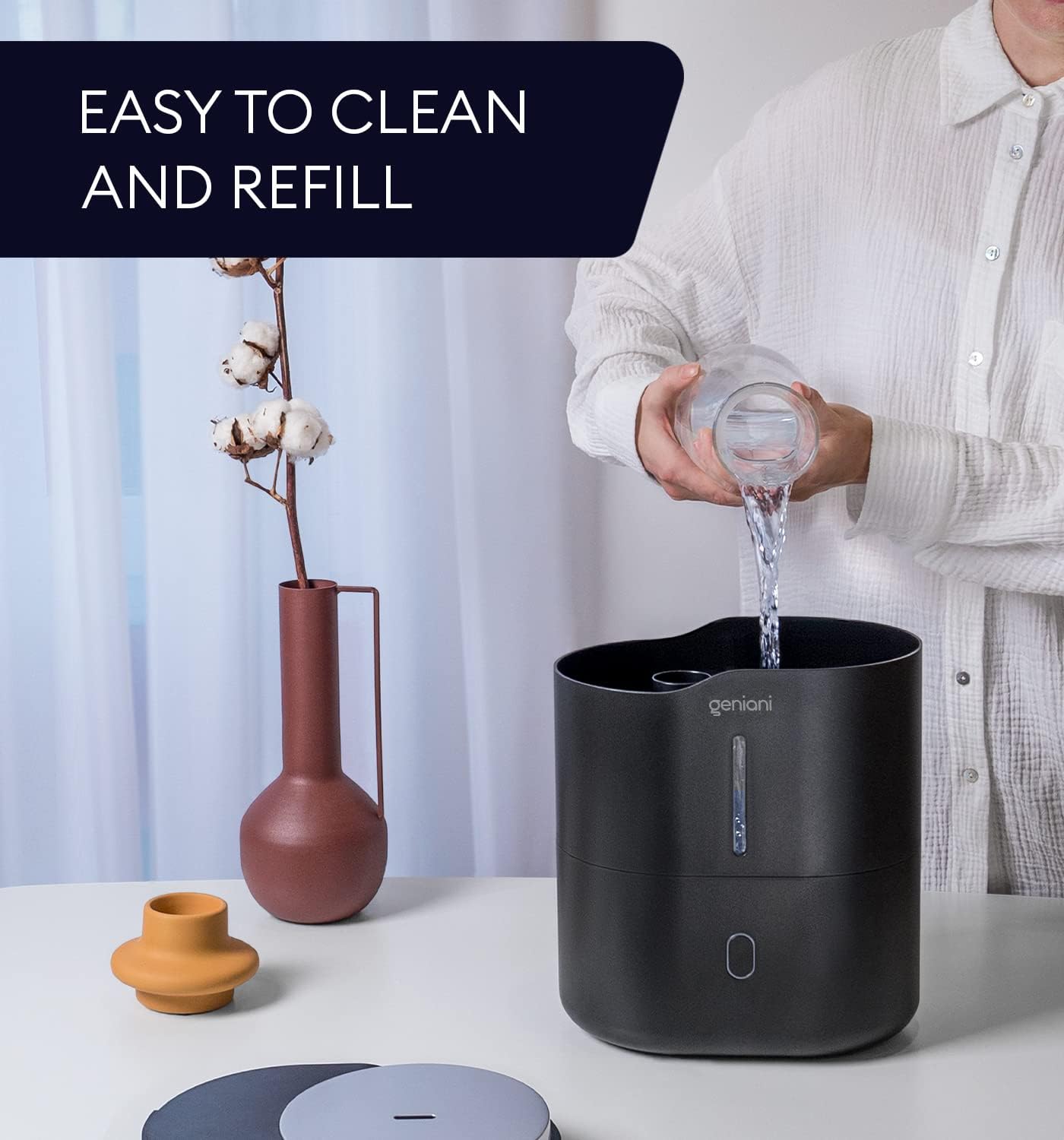 GENIANI Portable Cool Mist Humidifiers for Bedroom & Office - Ultrasonic Humidifier for Home, Baby, Small Room with Auto Shut Off