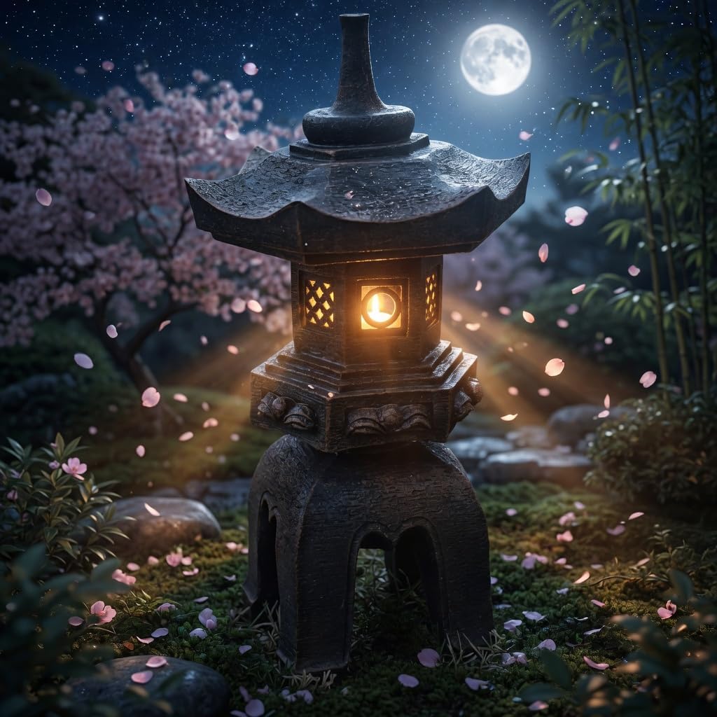 Bellaa Japanese Pagoda Garden Statue - 17” Brown Polyresin Zen Lantern Outdoor Decor