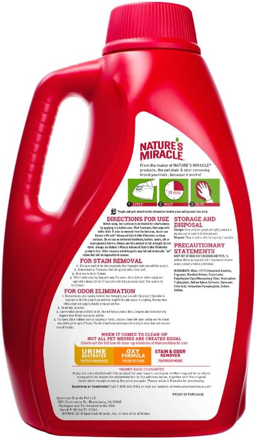 Nature’s Miracle Advanced Cat Stain & Odor Eliminator, Severe Mess, 32 oz | Enzymatic Cleaner Eliminates the Toughest Cat Messes, For Use on Multiple Surfaces, Safe For Pets and Home*, Fresh Scent