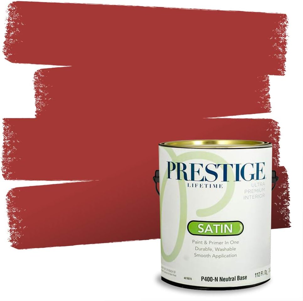 PRESTIGE Paints Exterior Paint and Primer In One, 1-Gallon, Satin, Comparable Match of Sherwin Williams* Grenadine*