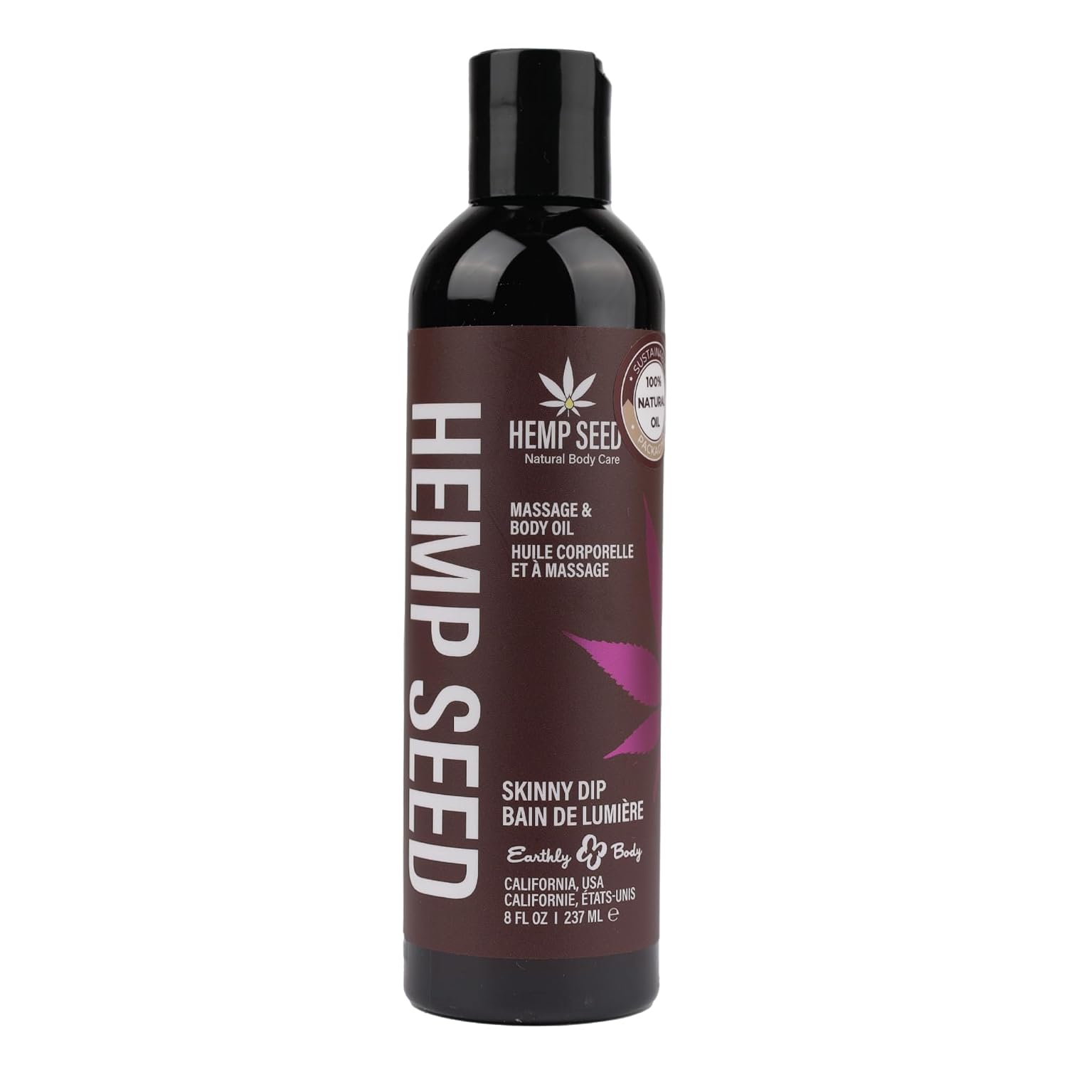 Hemp Seed Massage & Body Oil - 8 fl. oz. - Nourishing, Moisturizing Massage Oil - Hemp Seed, Apricot, Grapeseed & Sweet Almond Oil - Vegan & Cruelty Free