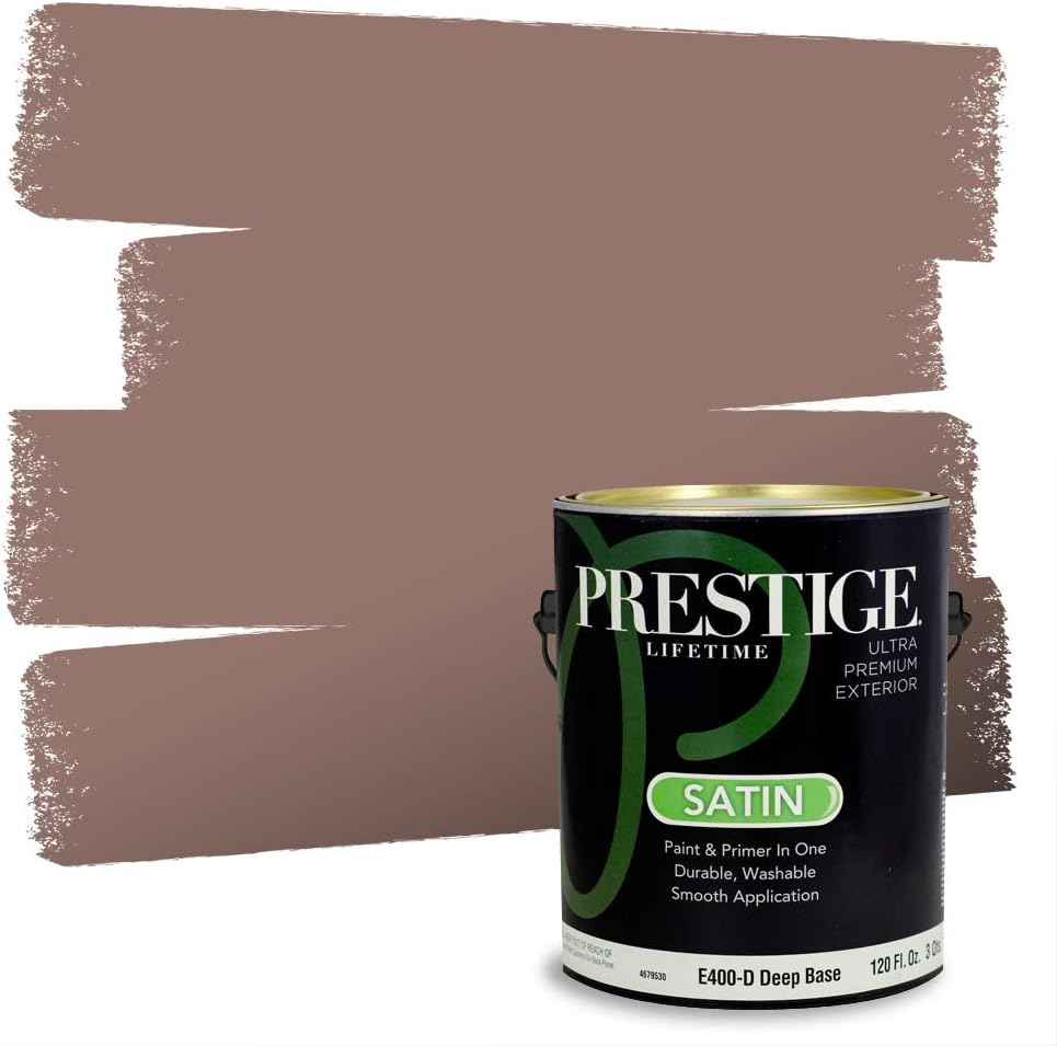 PRESTIGE Paints Exterior Paint and Primer In One, 1-Gallon, Semi-Gloss, Comparable Match of Sherwin Williams* French Roast*