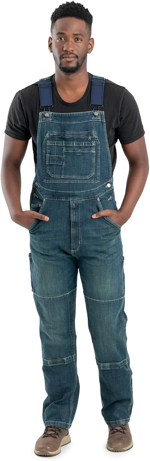 Berne Men's Highland Unlined Washed Flex Denim Bib Overall