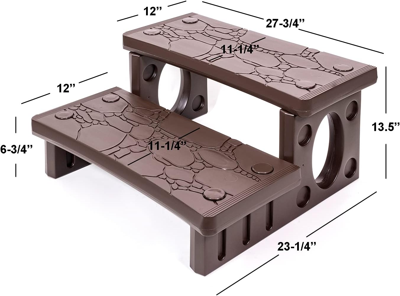 XtremepowerUS Premium Multi Purpose 2-Step Spa Hot Tub RV Campers Deck Steps Deck, Spa, Hot Tub, Bathtub, Swimming Pool Sided Step Non-Slip Steps for Outdoor/Indoor (Gray)