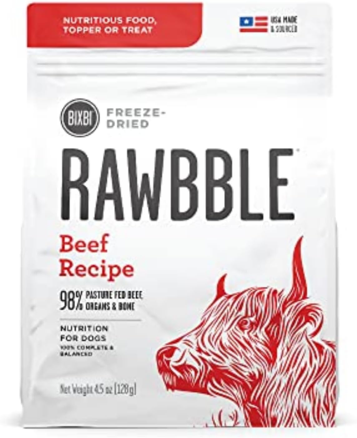 BIXBI Liberty Freeze-Dried Dog Food Topper & Treats, Beef – 98% Meat & Organs, No Refrigeration – USA Made, 26 oz