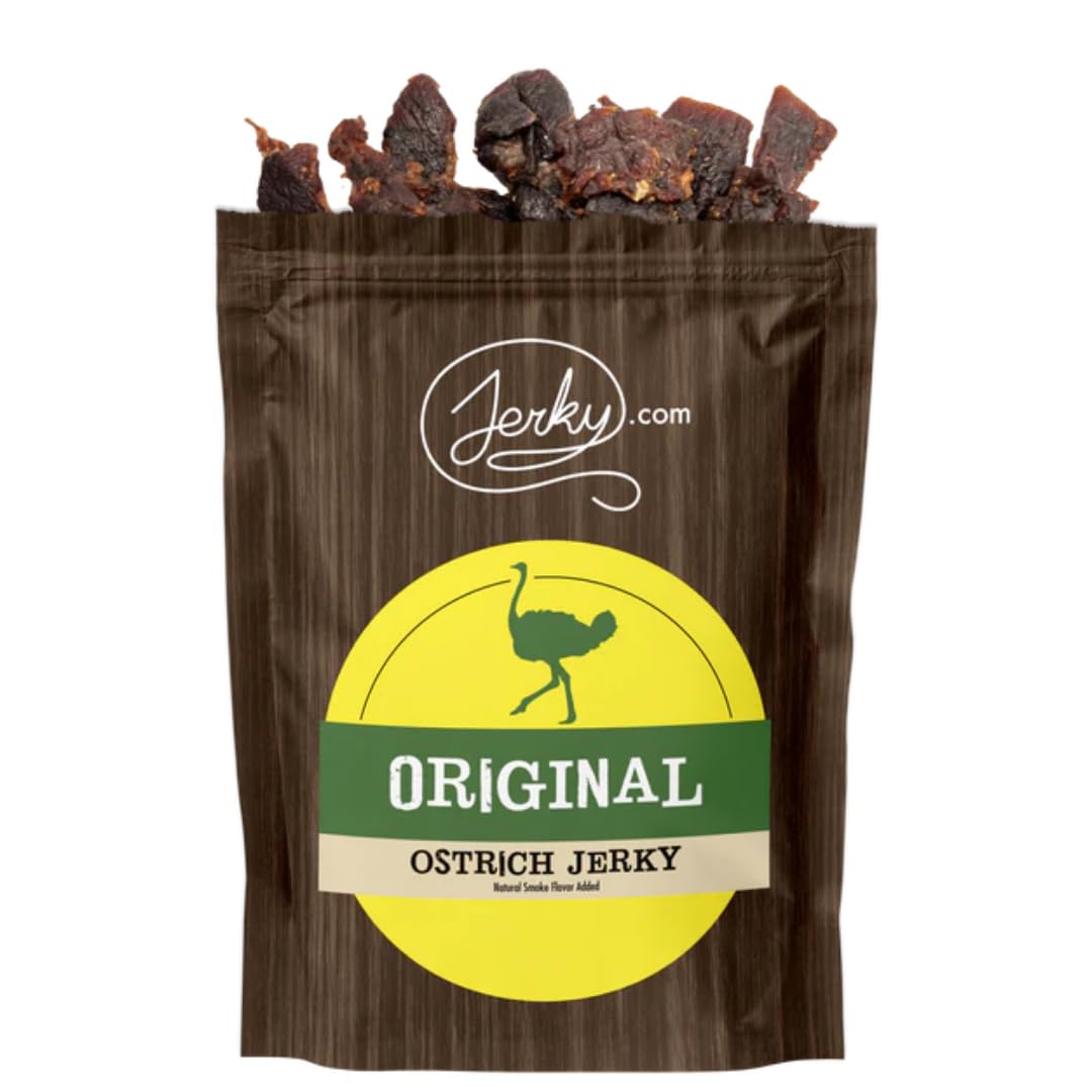 Jerky.com Exotic Original Ostrich Jerky - Wild Game Meat Snacks, Exotic Snacks, High-Protein, All-Natural