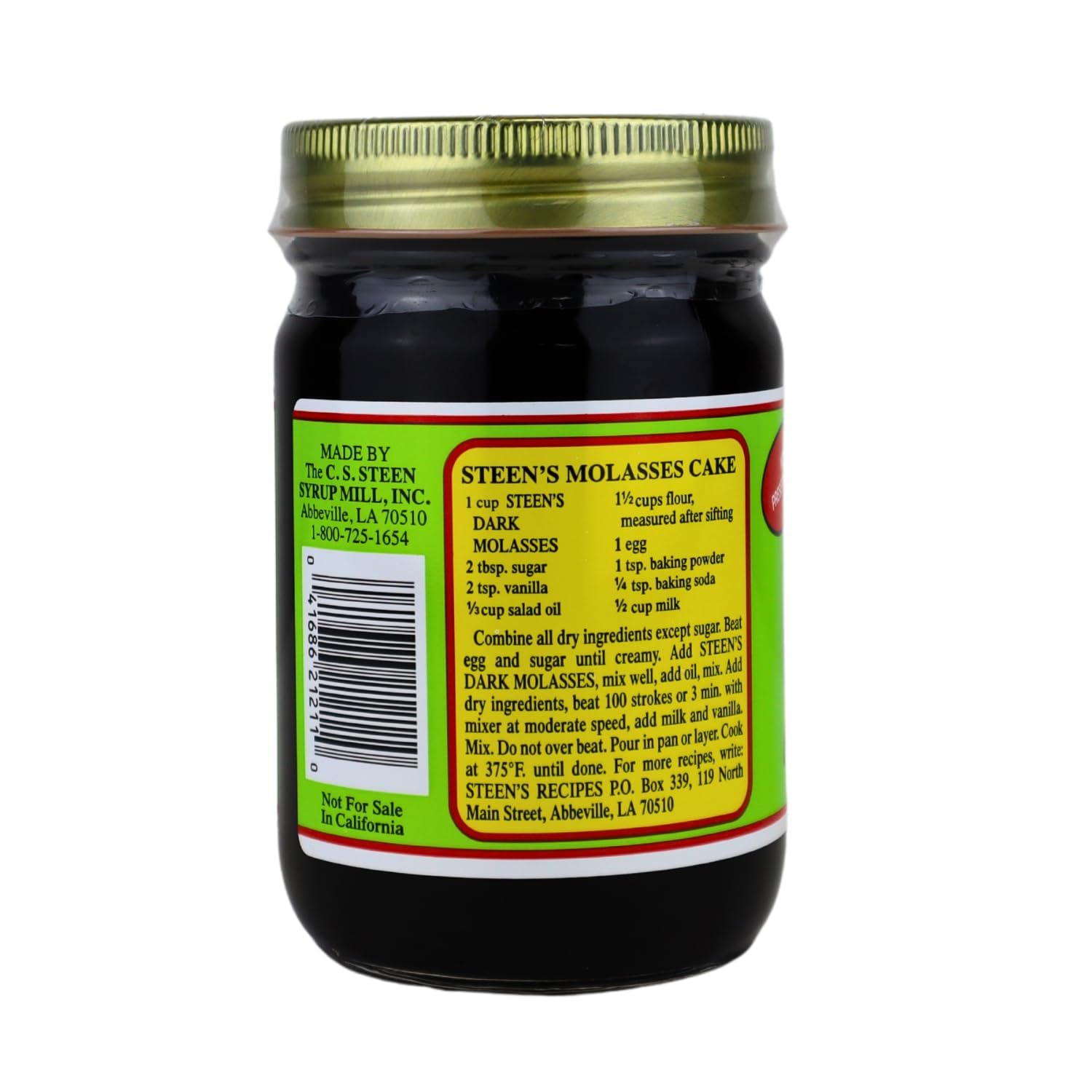 Steen's Home Style Molasses 11.5 oz - Rich, All-Natural Flavor for Baking and Cooking - 100% Pure & Natural - No Preservatives Homestyle - Hearty Flavor in Gingerbread, Cookies, Brown Sugar and Dark Rum (1 Pack)