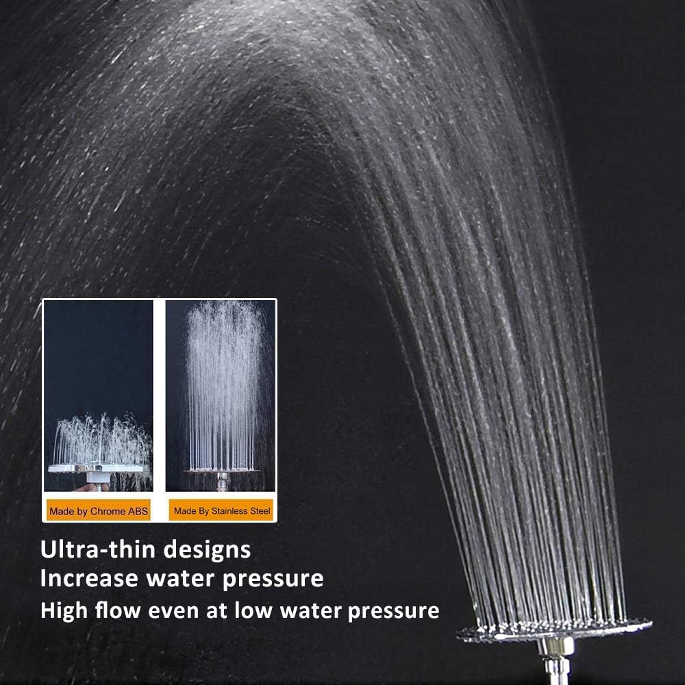 NearMoon Rain Shower Head, Ultra-Thin Design-Pressure Boosting, Awesome Some Experience, High Flow Stainless Steel Rainfall Head (10 Inch