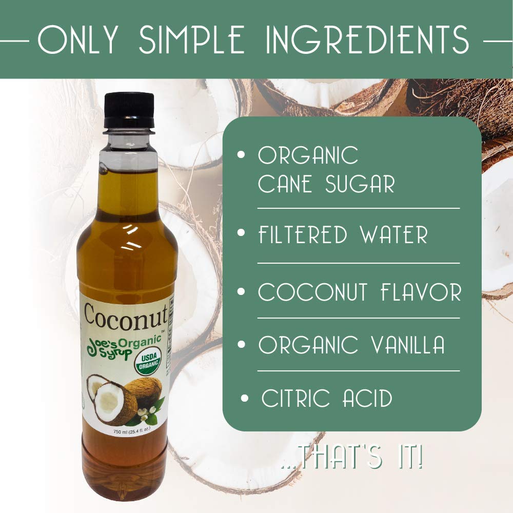 Joe’s Syrup Organic Flavored Syrup, Organic Strawberry, 750 ml | Vegan, gluten-free, Non-GMO, no HFCS; for cocktails & desserts