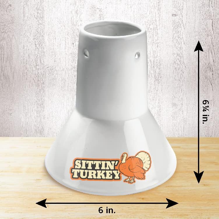 COOK'S CHOICE Sittin' Chicken Reusable Ceramic Beer Can Roaster & Steamer | Vertical Chicken Roaster Stand for Grill, Oven & Smoker - Flavor Infuser for Marinades, Beer & Sauces - Summer BBQ Essential