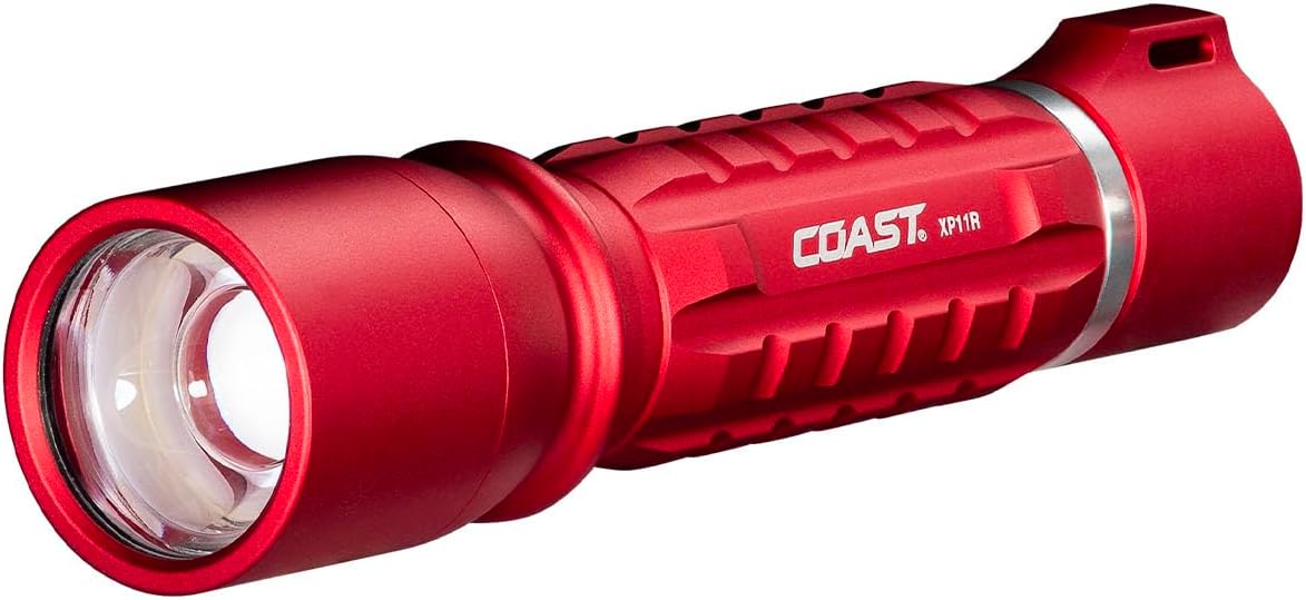 Coast XP11R 2600 Lumen USB-C Rechargeable LED Flashlight with Slide Focus and Pure Beam Focusing Optic, 4 Light Modes, Black