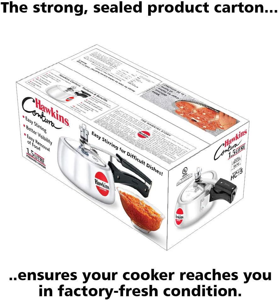 Hawkins 3.5 Litre Contura Pressure Cooker, Handi Inner Lid Cooker, Silver (HC35)