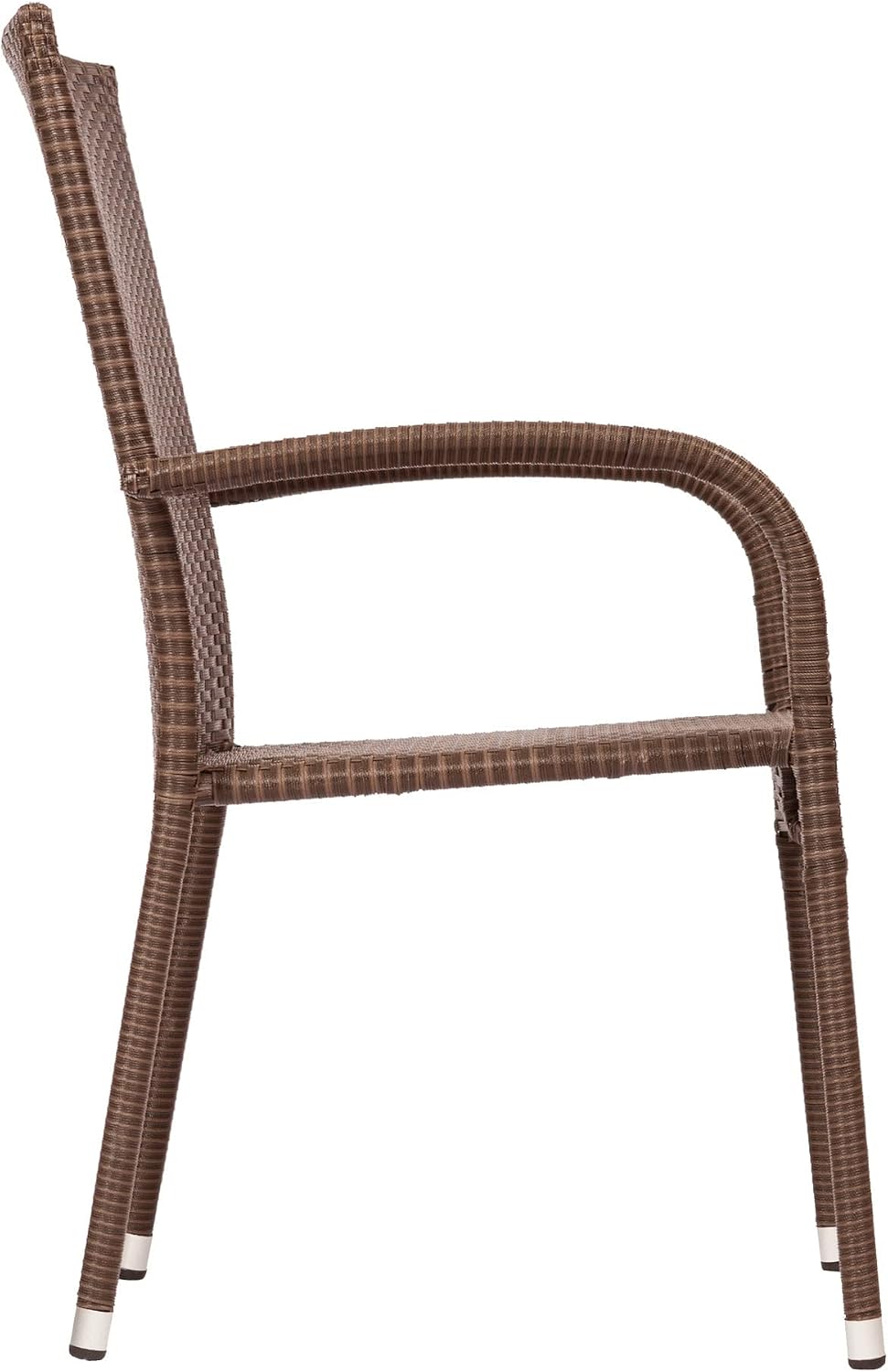 Patio Sense 62664 Morgan Outdoor Wicker Stacking Chairs, Mocha, Set of 4 | Handwoven All-Weather Wicker, Powder-Coated Steel Frame, No Assembly