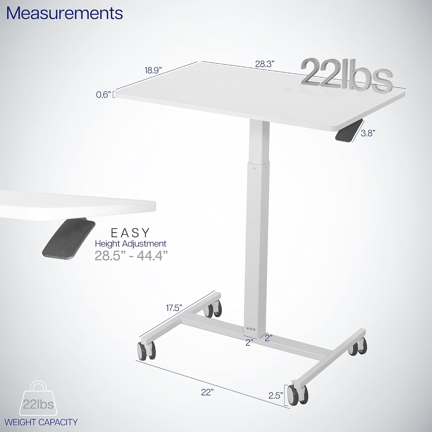 VIVO White 28 x 19 inch Standing Laptop Cart, CART-V00LW