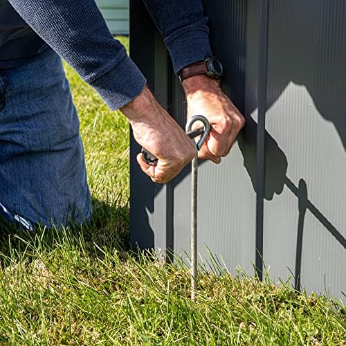 ShelterLogic ShelterAuger 4-Piece 30-Inch Reusable Heavy Duty Steel Earth Auger Anchor Kit with 4 Clamp-on Wire Tie-Downs for Anchoring Shelters, Canopies, and Instant Garages, Silver