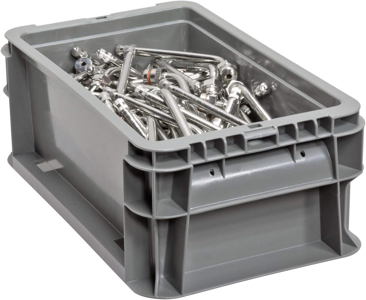 Buckhorn SW3215080201000 Plastic Straight Wall Storage Container Tote, (32-Inch x 15-Inch x 7-1/2-Inch), light grey