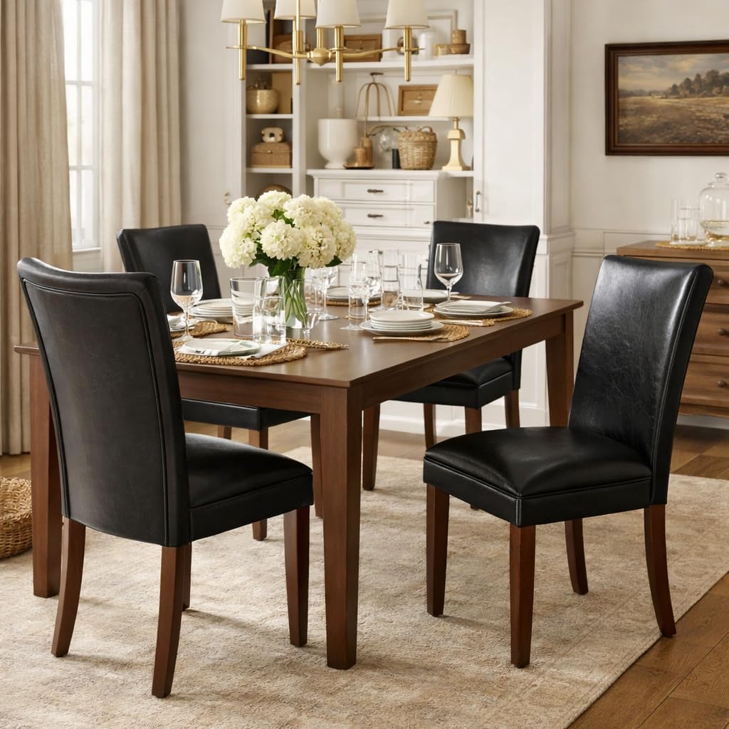 Homepop Home Decor | Classic Upholstered Parsons Dining Chairs | Set of 2 Accent Dining Chairs with Nailhead Trim, Natural Linen