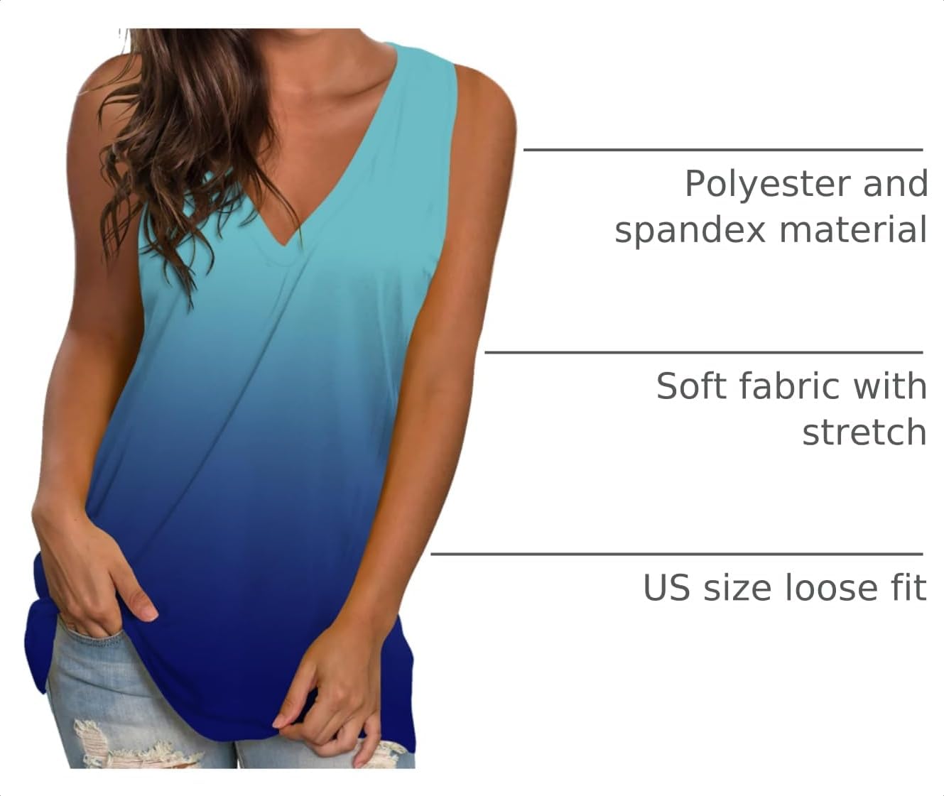 Sampeel Womens Summer Tank Tops Basic Tanks V Neck Sleeveless T Shirts Side Split