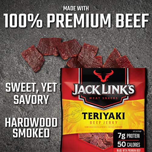 Jack Link's Teriyaki Beef Jerky Multipack - (5 Pack) 0.625 oz Bags - Ready to Eat Real Meat Protein Snacks - 7g Protein per Serving - Made with 100% Real Beef | Bags - Ready to Eat Real Meat Protein Snacks - 7g Protein per Serving - Made with 100% Real B…