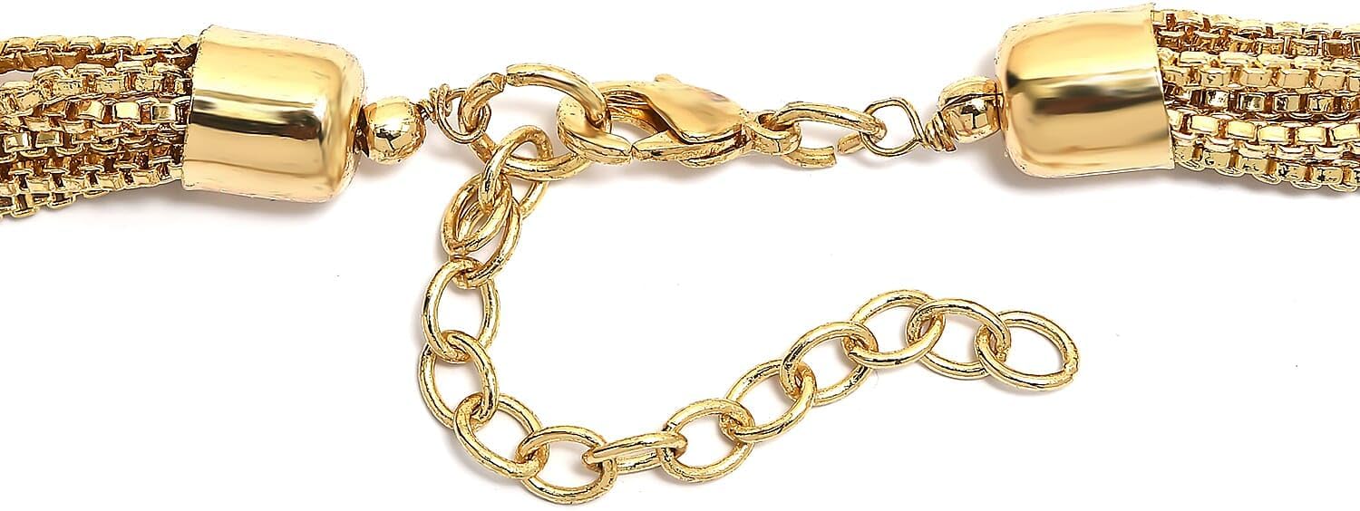 3 Piece Set Multi Layer Chain Necklace 15"Bracelet 7.50In Earrings