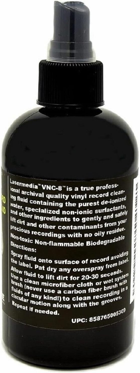 TME Vinyl Record Cleaning Solution Fluid Professional Residue Free 8 Oz (237 ML) Spray Bottle VNC-8 Formulated and Made in USA