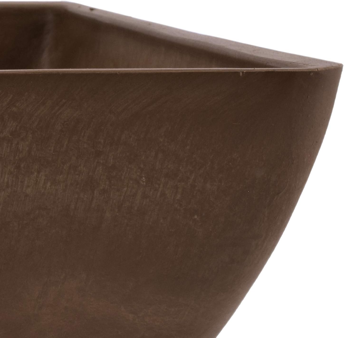 PSW Pot Collection 12x6 inch Plastic/Stone/Wood Composite Square Planter – No Drainage Hole (Drillable), Modern Indoor/Outer Pot for Flowers, Foliage, Succulents, Fairy Gardens, Dark Charcoal