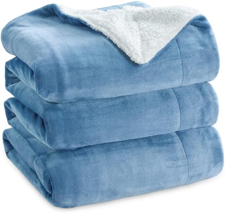 Bedsure GentleSoft Sherpa Fleece Throw Blanket for Couch, Non-Heated, Thick & Warm Cozy Blanket for Winter Fall, Soft Fuzzy Plush Throw Gifts for Women and Men, Grey, 50x60 Inches