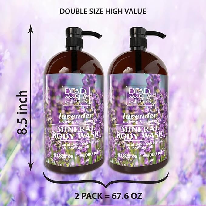 Dead Sea Collection Coconut Body Wash for Women and Men - with Pure Dead Sea Minerals and Coconut Oil - Cleanses and Moisturizes Skin - Pack of 2 (67.6 fl. oz)