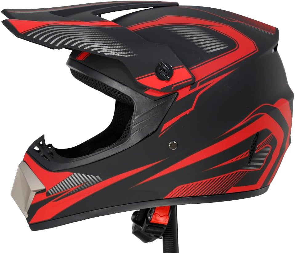 Motocross Offroad Helmet Dirt Bike Helmet BMX MX ATV Helmet Full Face Motorcycle Helmet with Gloves Goggles Mask for Unisex Adult Youth DOT/FMVSS