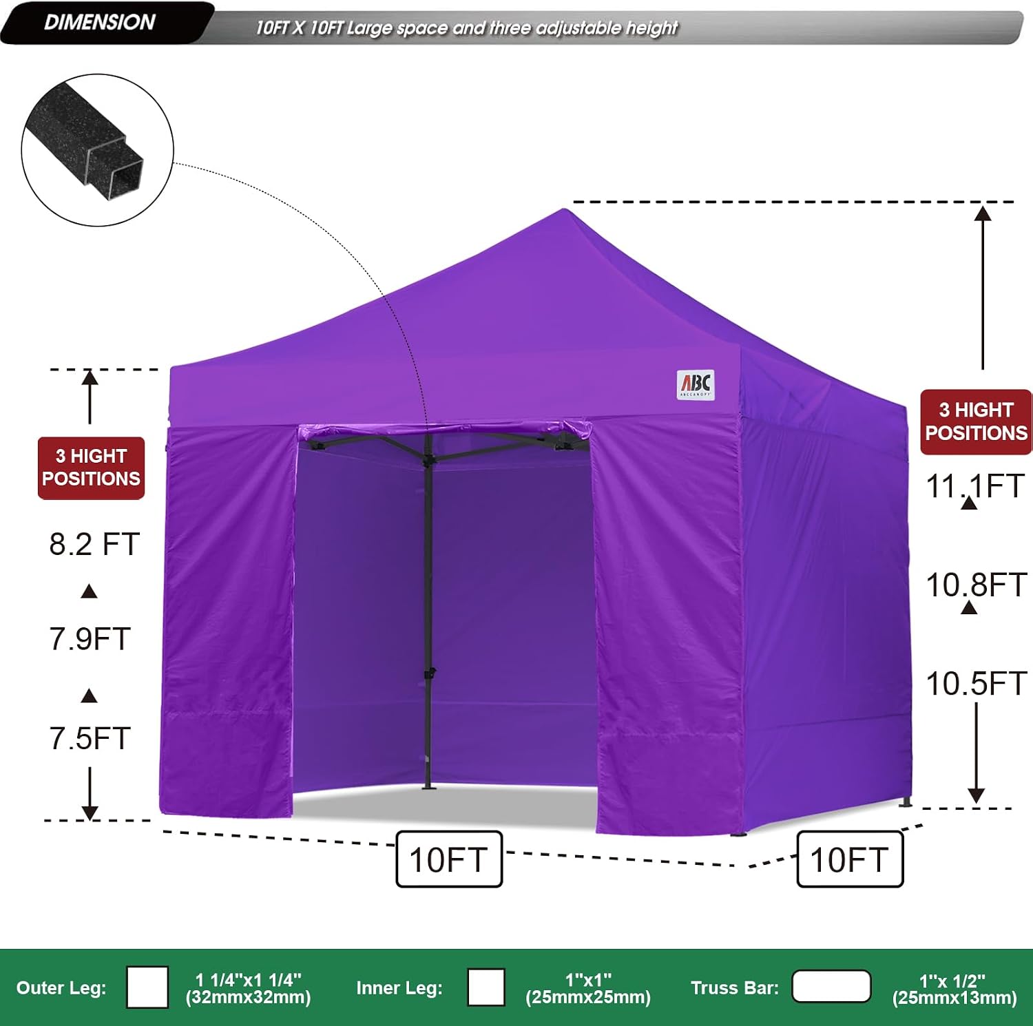 ABCCANOPY Heavy Duty Easy Pop up Canopy Tent with Sidewalls 10x20, Turquoise