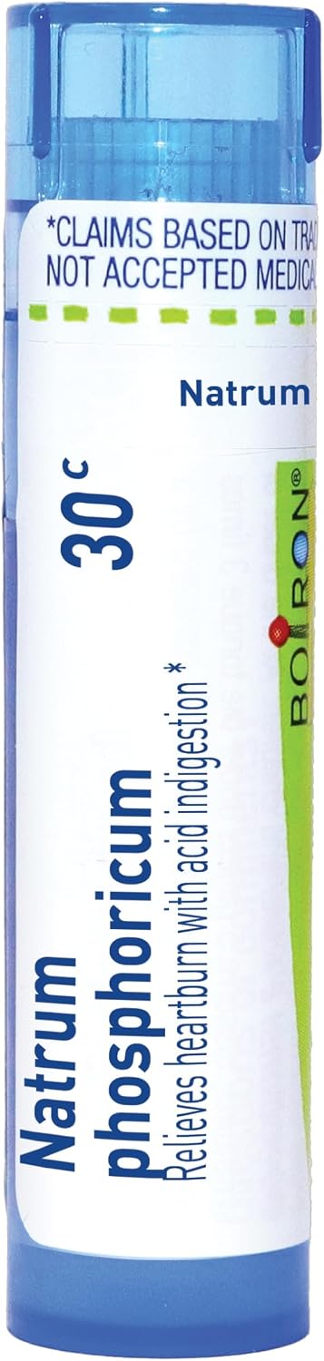 Boiron Natrum Phosphoricum 30C for Heartburn with Acid Indigestion - 80 Pellets | Single-medicine homeopathic pellets for Heartburn with acid Indigestion. Size: 80 Pellets.