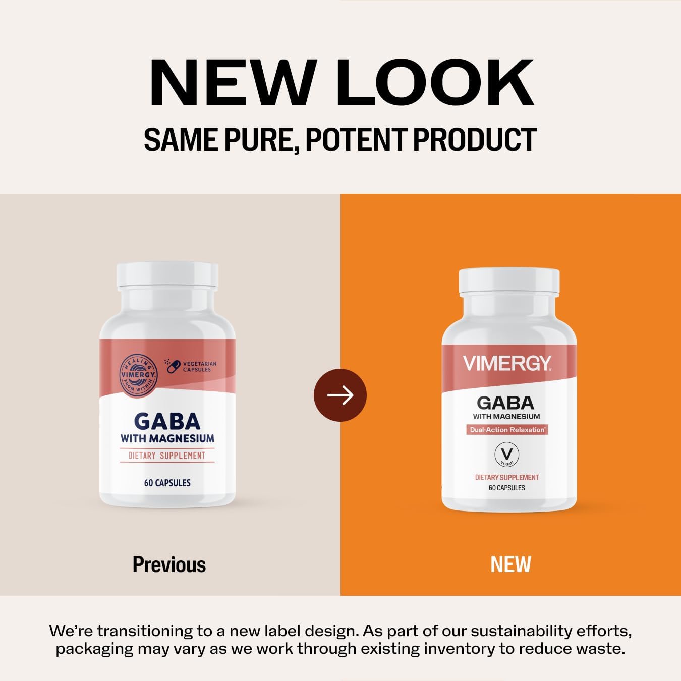Vimergy GABA with Magnesium Supplement for Calm, 60 Capsules and Servings