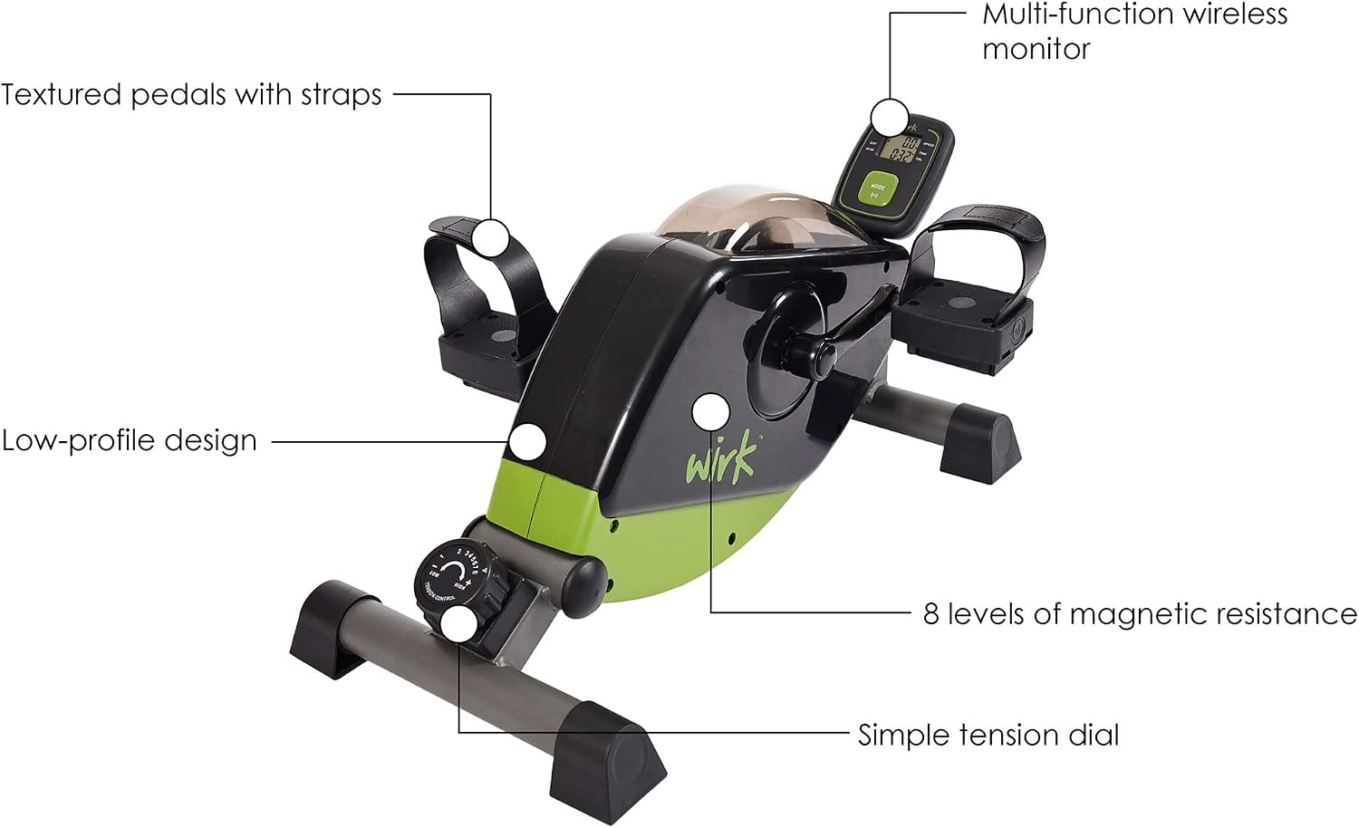 Stamina Wirk Under Desk Exercise Bike - Fitness Bike with Smart Workout App - Mini Elliptical Under Desk Bike for Home Workout