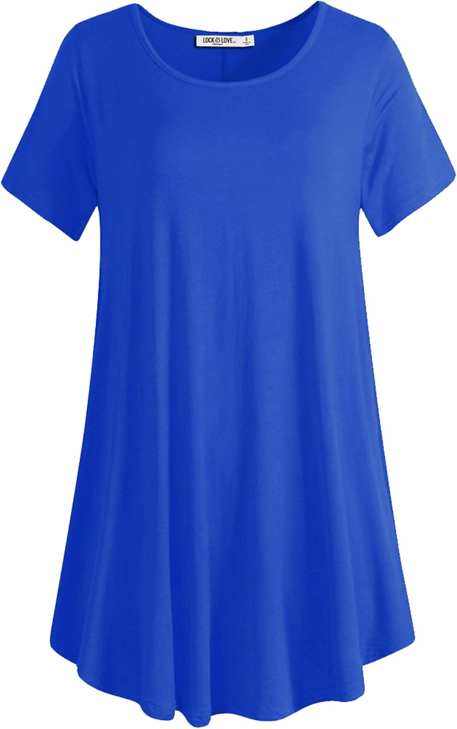 Lock and Love Women Solid Short Sleeve/Sleeveless Tunic for Leggings Swing Tunic Flare Tank Tops S-5XL Plus Size Made in USA